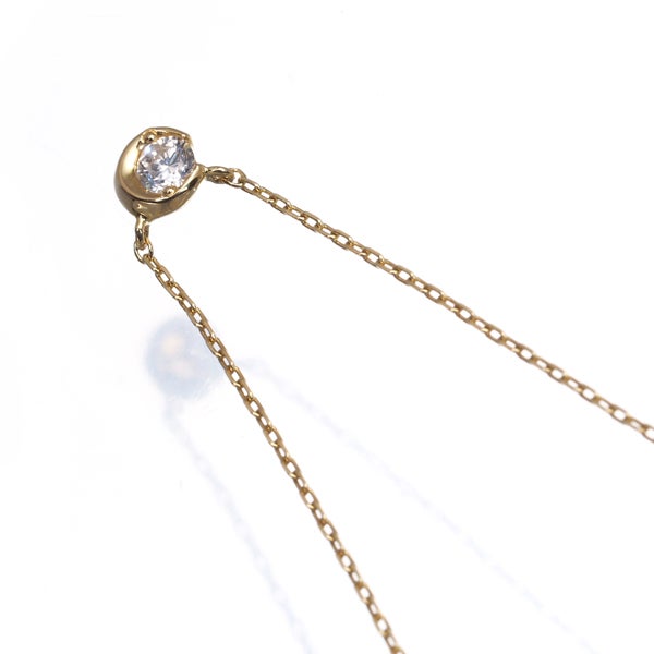 スタージュエリー ネックレス  ダイヤ 0.04ct ムーンセッティング 一粒 K18YG 