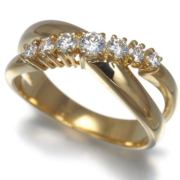 ミキモト リング  ダイヤ 0.29ct  クロスライン 10号 K18YG 