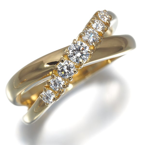 ミキモト リング  ダイヤ 0.29ct  クロスライン 10号 K18YG 