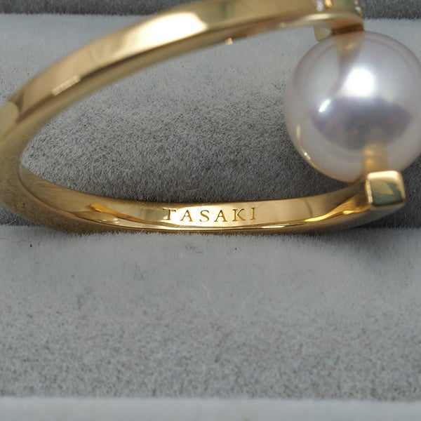 タサキ リング  アコヤ真珠 8.2mm ダイヤ 0.05ct アファインバランス 10号 K18YG 