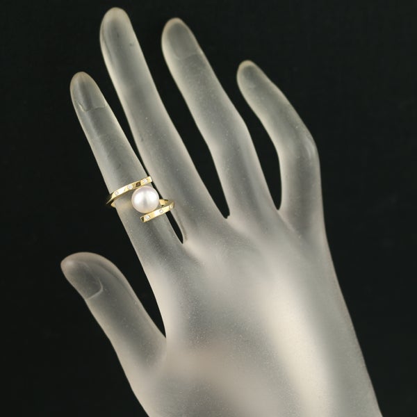 タサキ リング  アコヤ真珠 8.2mm ダイヤ 0.05ct アファインバランス 10号 K18YG 