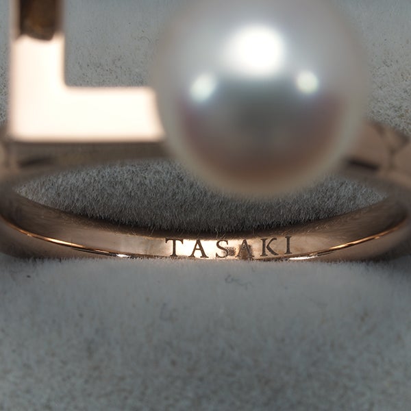 タサキ リング  アコヤ真珠 8.5mm  ダイヤ 0.41ct バランスノート 13号 K18PG 