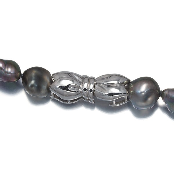 ミキモト ネックレス バロック ブラック 黒蝶真珠 8.0-12.0mm   K18WG ソーティング