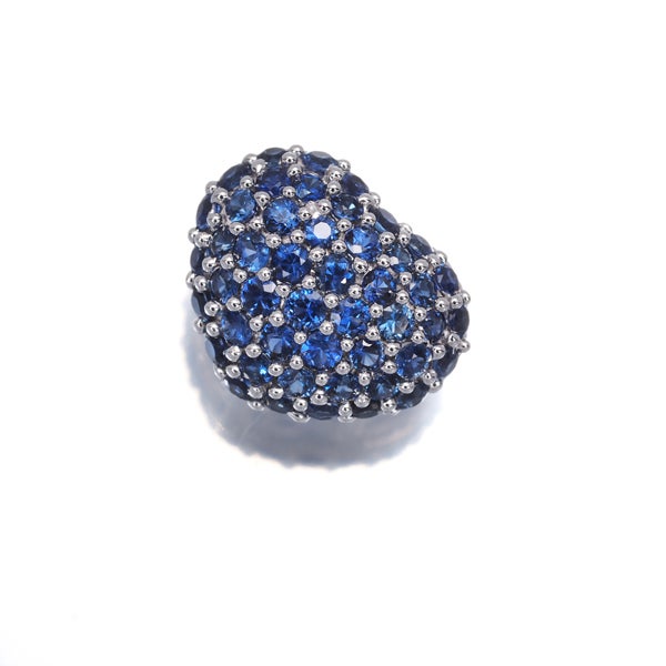  サファイア 0.65ct ハート パヴェ  ペンダントトップ K18WG 