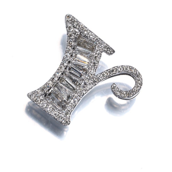  ダイヤ 0.45ct アルファベット イニシャル Y 2種カット  ペンダントトップ K18WG 