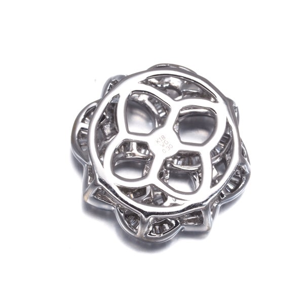 ダイヤ 0.30ct テーパーバゲットカット フラワー  ペンダントトップ K18WG 