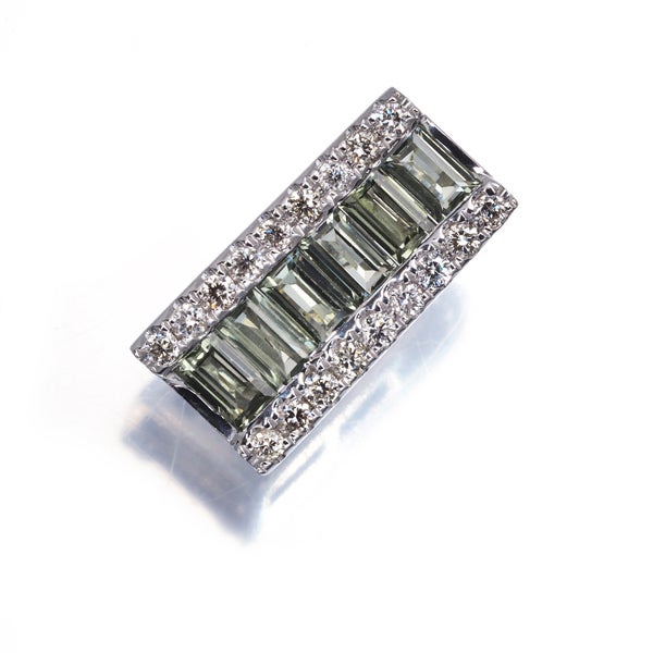  グリーンサファイア 0.95ct  ダイヤ 0.13ct   ペンダントトップ K18WG 