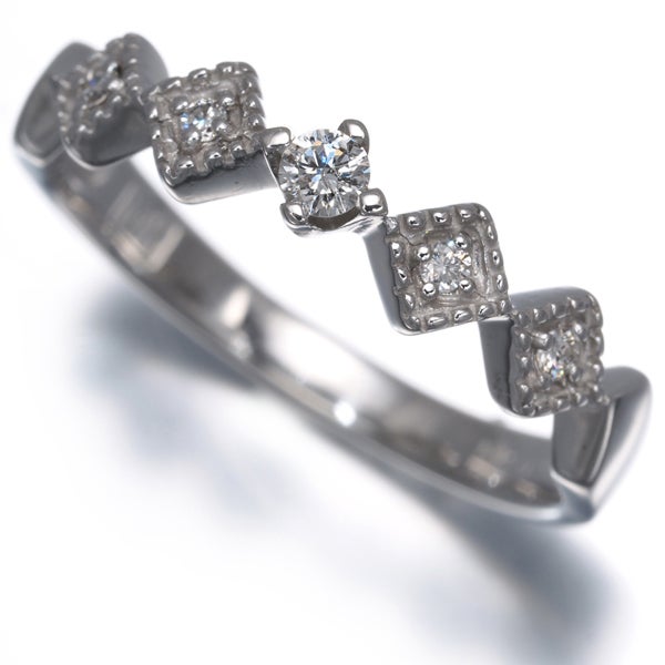 ミッシェルクラン リング  ダイヤ 0.09ct  ミルグレイン 11.5号 K18WG 
