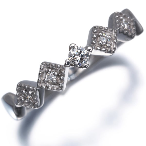 ミッシェルクラン リング  ダイヤ 0.09ct  ミルグレイン 11.5号 K18WG 