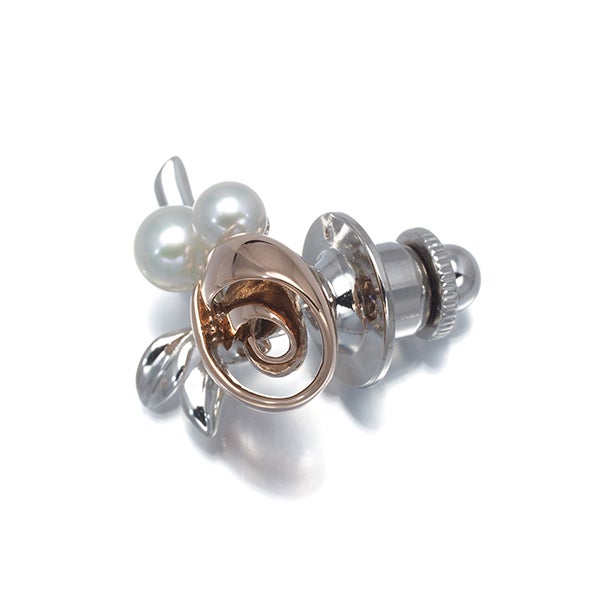 ミキモト ブローチ ベビー アコヤ真珠 4.2mm/4.8mm  薔薇 フラワー シルバー 