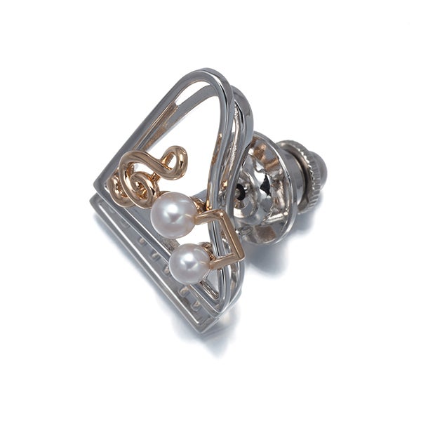 ミキモト ブローチ ベビー アコヤ真珠 3.5mm/3.8mm  ピアノ シルバー/K18PG/合金 