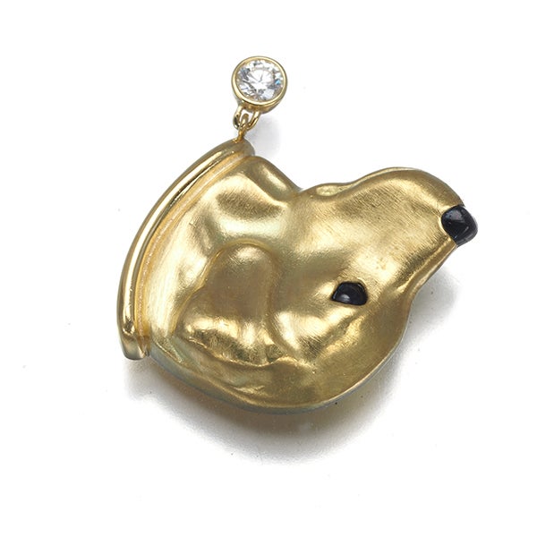 ギメル ブローチ サファイア 0.220ct ダイヤ 0.068ct  ゴールデンレトリバー 犬 K18YG