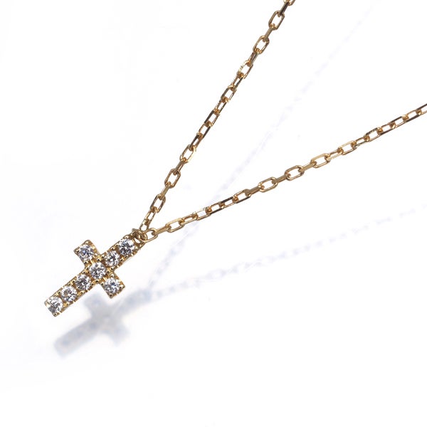 アーカー ネックレス  ダイヤ 0.05ct クロスパヴェ  K18YG 