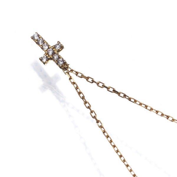 アーカー ネックレス  ダイヤ 0.05ct クロスパヴェ  K18YG 