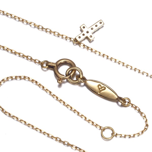 アーカー ネックレス  ダイヤ 0.05ct クロスパヴェ  K18YG 