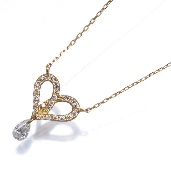 アーカー ネックレス  ダイヤ 0.19ct フィルージュハート  K18YG 