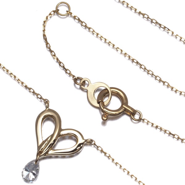 アーカー ネックレス  ダイヤ 0.19ct フィルージュハート  K18YG 