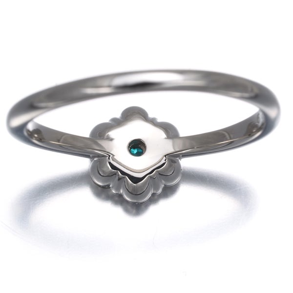 パライバトルマリン 0.05ct  ダイヤ 0.29ct フラワー  リング Pt900 ソーティング