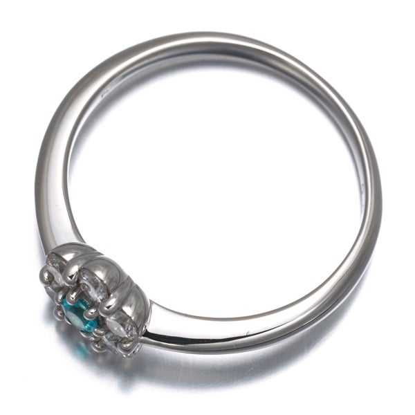  パライバトルマリン 0.05ct  ダイヤ 0.29ct フラワー  リング Pt900 ソーティング