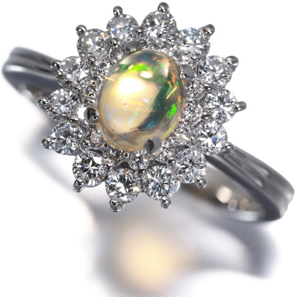  オパール 0.53ct  ダイヤ 0.54ct クラシック  リング Pt900 