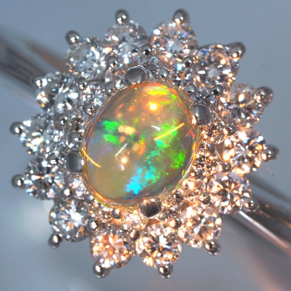  オパール 0.53ct  ダイヤ 0.54ct クラシック  リング Pt900 