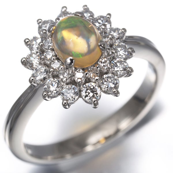  オパール 0.53ct  ダイヤ 0.54ct クラシック  リング Pt900 