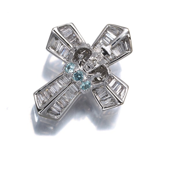 笠原真寿美 ペンダントトップ  ダイヤ 0.34ct  パライバトルマリン 0.04ct  クロス K18WG 