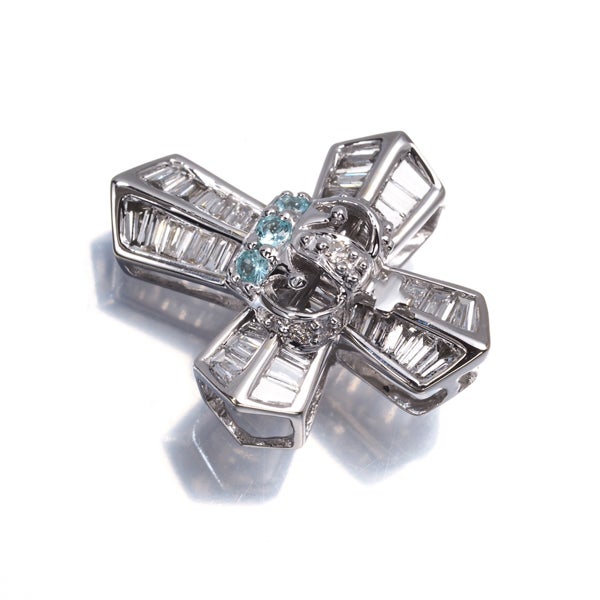 笠原真寿美 ペンダントトップ  ダイヤ 0.34ct  パライバトルマリン 0.04ct  クロス K18WG 