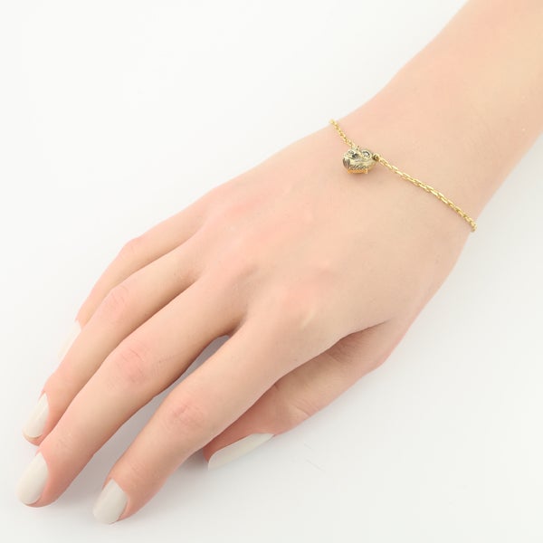 グッチ ブレスレット  ダイヤ 翡翠 ルマルシェデメルヴェイユ キャットヘッド K18YG 