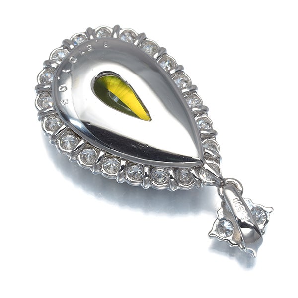  スフェーン 6.51ct  ダイヤ 1.03ct ティアドロップ  ペンダントトップ Pt900 ソーティング