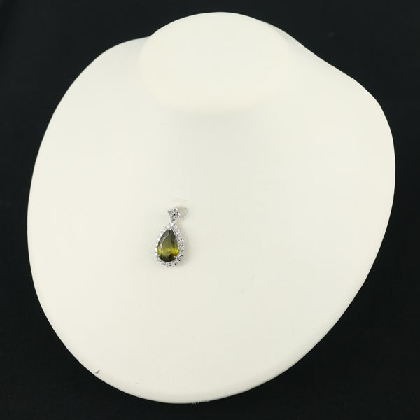  スフェーン 6.51ct  ダイヤ 1.03ct ティアドロップ  ペンダントトップ Pt900 ソーティング
