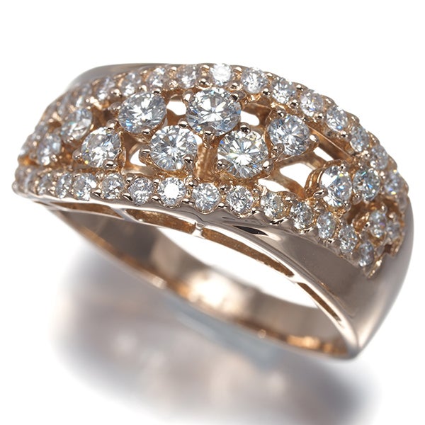  ダイヤ 1.00ct ウェーブ 透かし  リング K18PG 