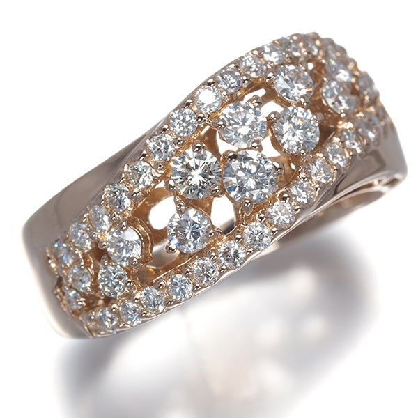  ダイヤ 1.00ct ウェーブ 透かし  リング K18PG 