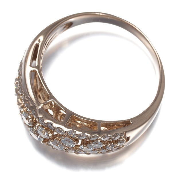  ダイヤ 1.00ct ウェーブ 透かし  リング K18PG 