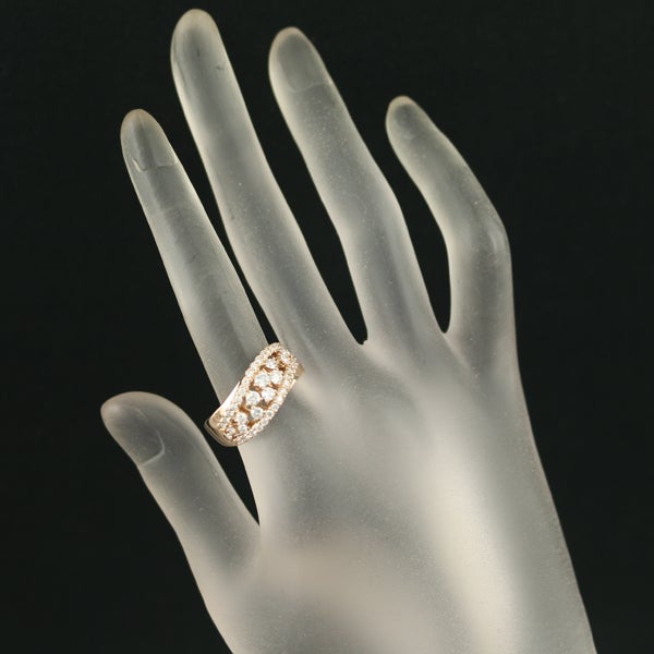  ダイヤ 1.00ct ウェーブ 透かし  リング K18PG 