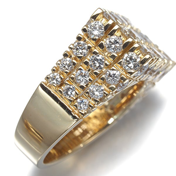  ダイヤ 3.55ct パヴェ スクエア  リング K18YG 