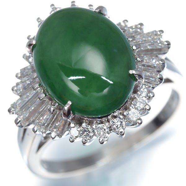 天然カラー タサキ リング  翡翠 5.53ct    ダイヤ 0.69ct  12号 Pt900 ソーティング