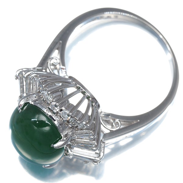 天然カラー タサキ リング  翡翠 5.53ct    ダイヤ 0.69ct  12号 Pt900 ソーティング