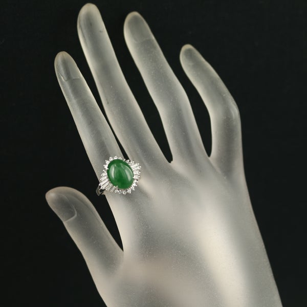 天然カラー タサキ リング  翡翠 5.53ct    ダイヤ 0.69ct  12号 Pt900 ソーティング