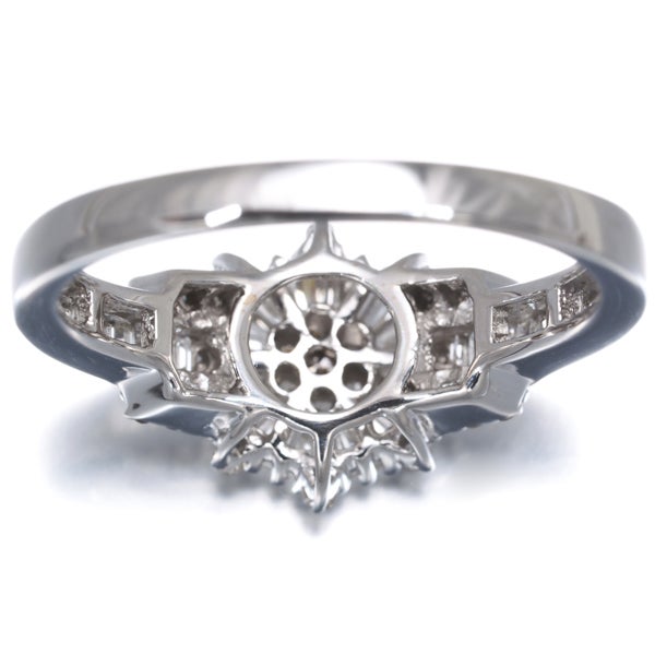 ライトブラウン ダイヤ 0.62ct テーパー 2種カット クラシック  リング K18WG 
