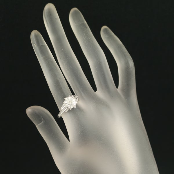 ライトブラウン ダイヤ 0.62ct テーパー 2種カット クラシック  リング K18WG 
