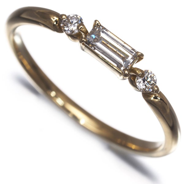  ダイヤ 0.25ct バゲット 2種カット  リング K18YG 