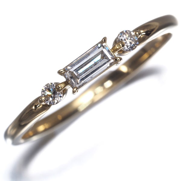  ダイヤ 0.25ct バゲット 2種カット  リング K18YG 