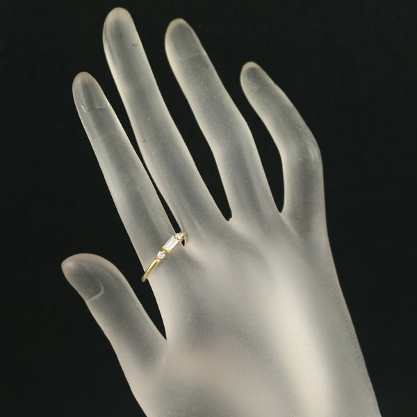  ダイヤ 0.25ct バゲット 2種カット  リング K18YG 