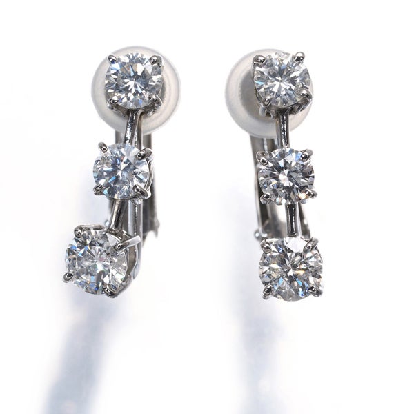 ダイヤ 0.50ct/0.50ct 3P 揺れる  イヤリング Pt900 