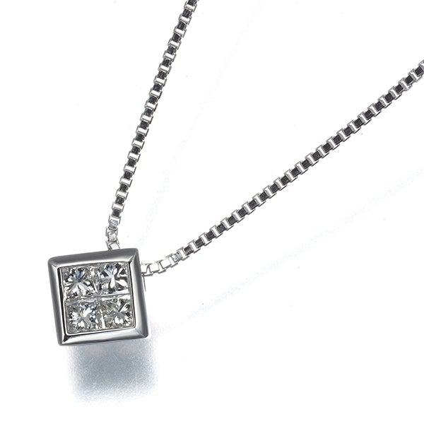 ヴァンドーム ネックレス  ダイヤ 0.20ct ミステリーセッティング スクエア Pt950/Pt850 