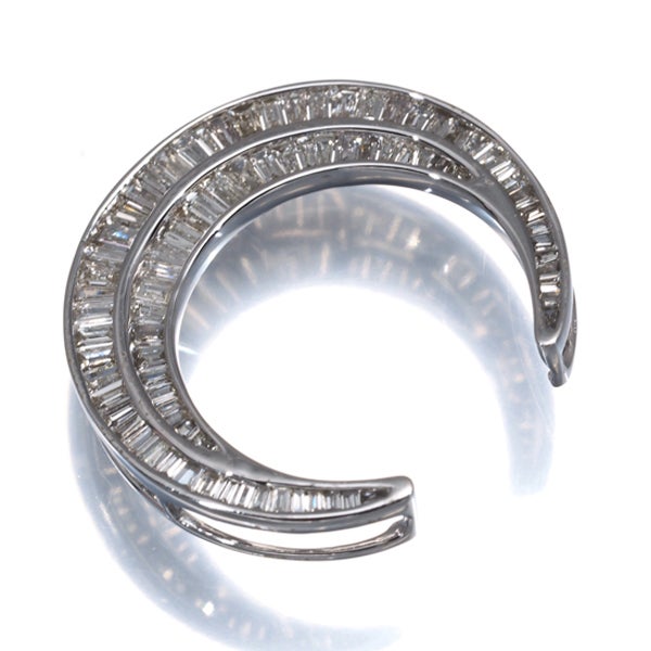  ダイヤ 0.72ct ムーン テーパー  ペンダントトップ K18WG 