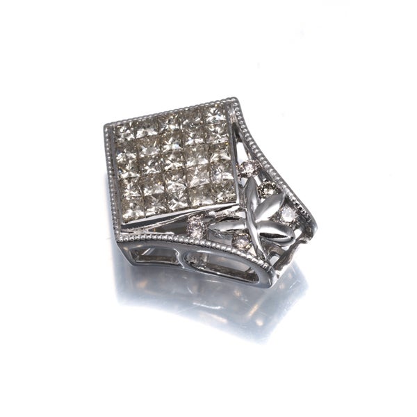 ライトブラウン ダイヤ 0.73ct ミルグレイン ミステリーセッティング ペンダントトップ K18WG 