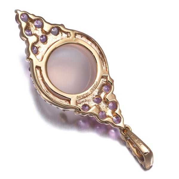  ローズクォーツ 6.69ct ピンクサファイア 0.82ct ダイヤ 0.14ct ペンダントトップ K18PG