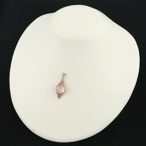  ローズクォーツ 6.69ct ピンクサファイア 0.82ct ダイヤ 0.14ct ペンダントトップ K18PG